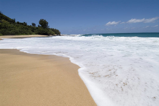 在Kauaii美麗的海灘