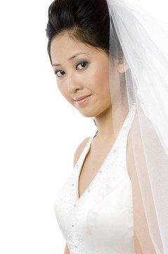 帶面紗的年輕新娘