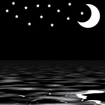 海上星星和月亮