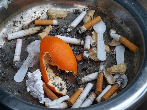 煙頭；橘子皮和花生殼
