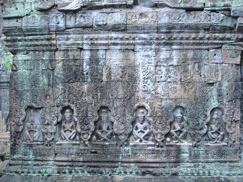在舊石器的高棉藝術(shù)雕塑；塔普倫寺；巴戎寺；吳哥寺廟；cambodgia
