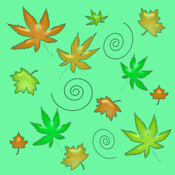 秋天的落葉illusteated
