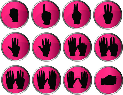12 Pink Hand Buttons