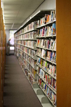 在圖書館的書架