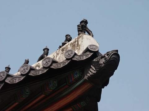 漢城韓國的宮殿屋頂。