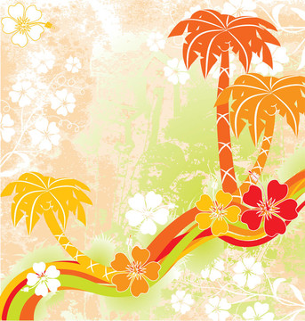 夏季場景；棕櫚