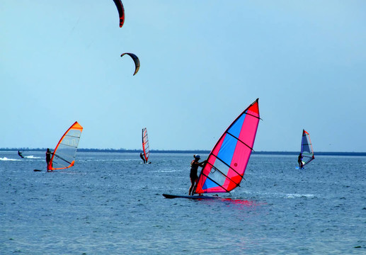 帆板；Kitesurfers
