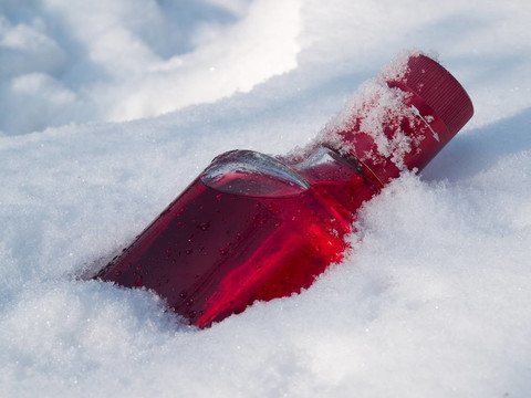 蔓越莓伏特加在雪中