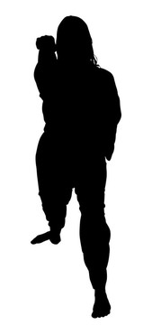 武術(shù)女子剪裁的剪影