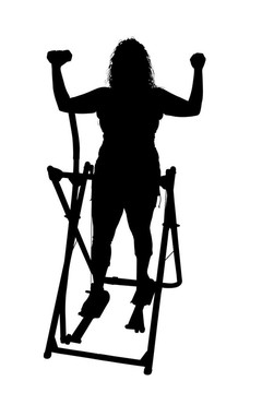 剪影與女人鍛煉