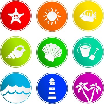 海灘的標(biāo)志圖標(biāo)