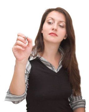 用鐵筆寫在空氣中的女人