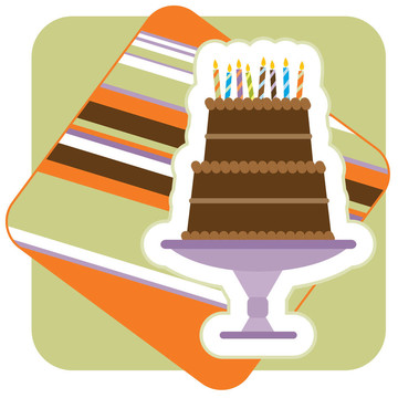 巧克力生日蛋糕插畫