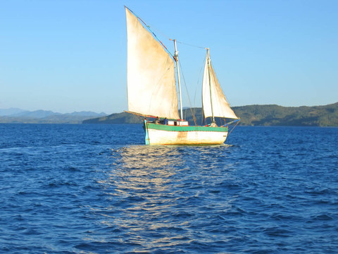 一個漁夫boutre細(xì)節(jié)；八卦是馬達(dá)加斯加島；