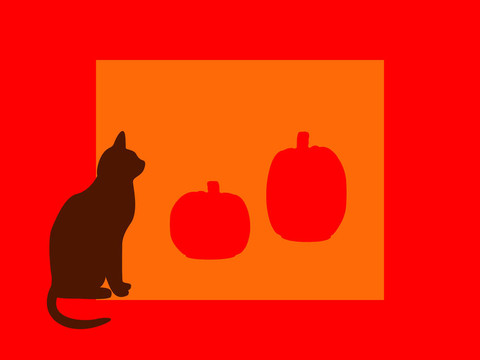 萬(wàn)圣節(jié)貓和南瓜