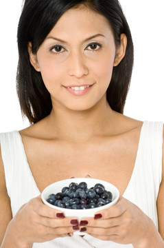 女人與藍莓