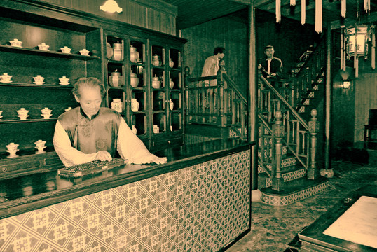 老上海 民俗蜡像 茶馆
