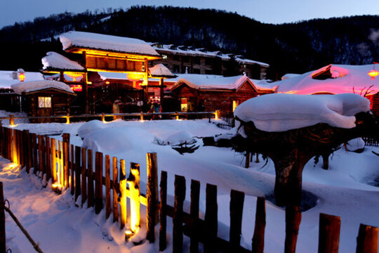 雪鄉(xiāng) 夜景 燈光