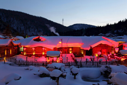 雪鄉(xiāng) 夜景 燈光