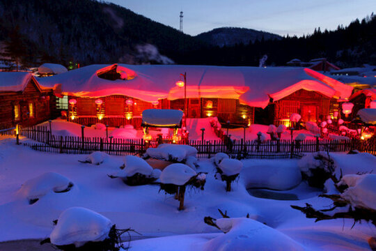 雪鄉(xiāng) 夜景 燈光