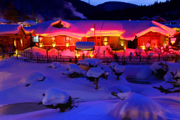 雪鄉(xiāng) 夜景 燈光
