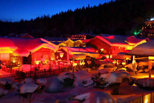 雪鄉(xiāng) 夜景 燈光