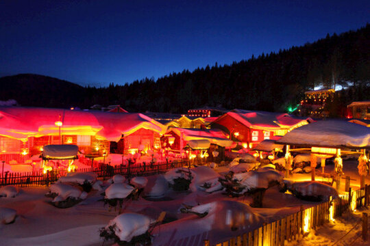 雪鄉(xiāng) 夜景 燈光