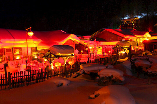雪鄉(xiāng) 夜景 燈光