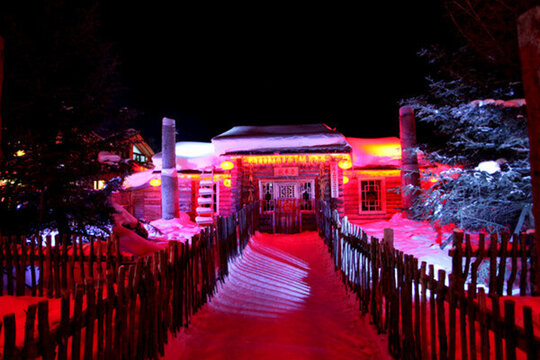 雪鄉(xiāng) 夜景 燈光 紅燈 燈籠