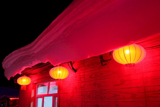 雪鄉(xiāng) 夜景 燈光