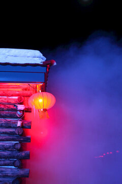 雪鄉(xiāng) 夜景 燈光 紅燈 燈籠