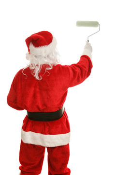 帶有油漆滾筒的Santa