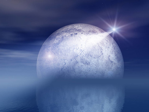 夜射星和海上月亮