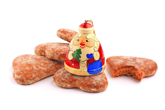 Santa和被咬的蜂蜜蛋糕