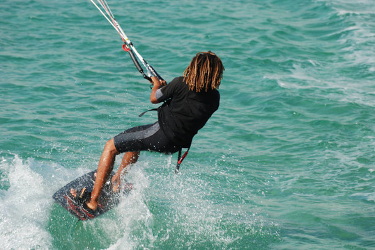 Kitesurfer在行動