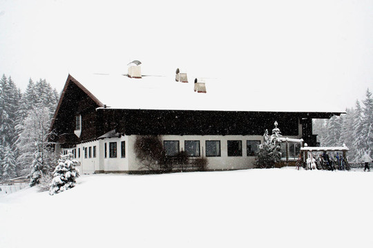在暴風(fēng)雪的冬天小屋
