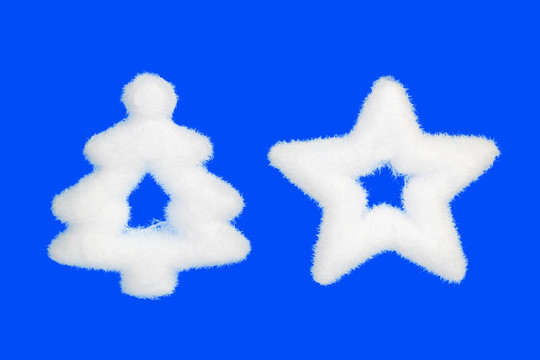 雪圣誕樹和星星