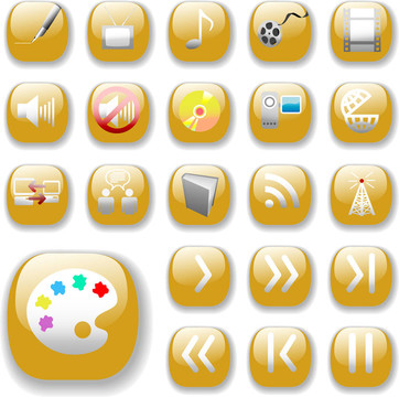 閃亮的金色圖標(biāo)；數(shù)字媒體藝術(shù)集