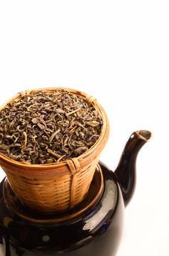 在過濾器的綠茶