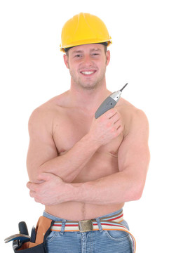 男子氣概的建筑工人