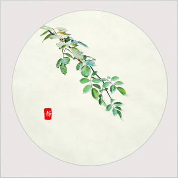 小品畫 靜 禪 樹枝 合層