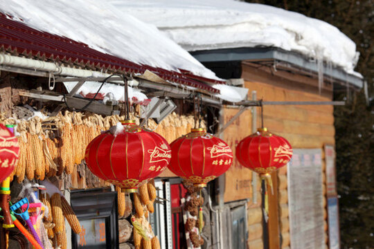 雪鄉(xiāng) 雙峰林場 春節(jié) 紅燈 燈