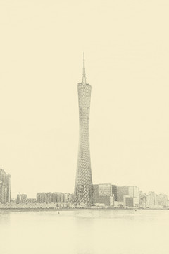 廣州城市線描  合層