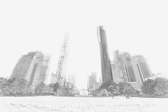 廣州城市線描 合層