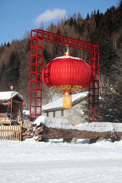 雪鄉(xiāng) 雙峰林場 春節(jié) 紅燈 燈