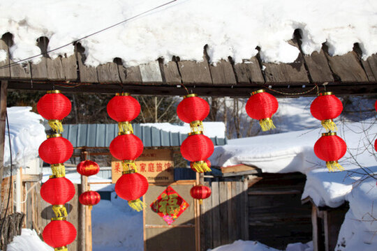 雪鄉(xiāng) 雙峰林場(chǎng) 春節(jié) 紅燈 燈