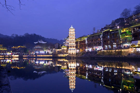 鳳凰古城 夜景 湘西 著名景點(diǎn)