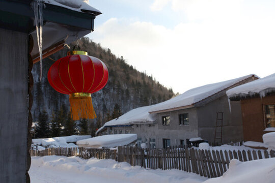 雪鄉(xiāng) 雙峰林場(chǎng) 春節(jié) 紅燈 燈
