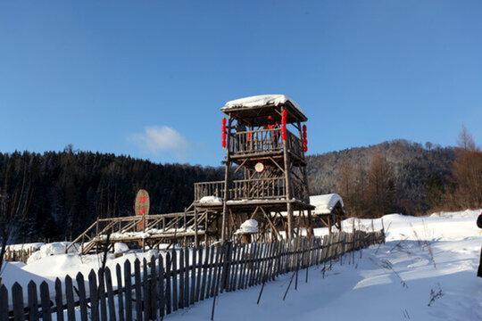 雪鄉(xiāng) 雙峰林場 東北民居 白雪