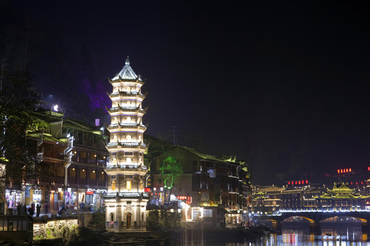 鳳凰古城 夜景 湘西 著名景點(diǎn)